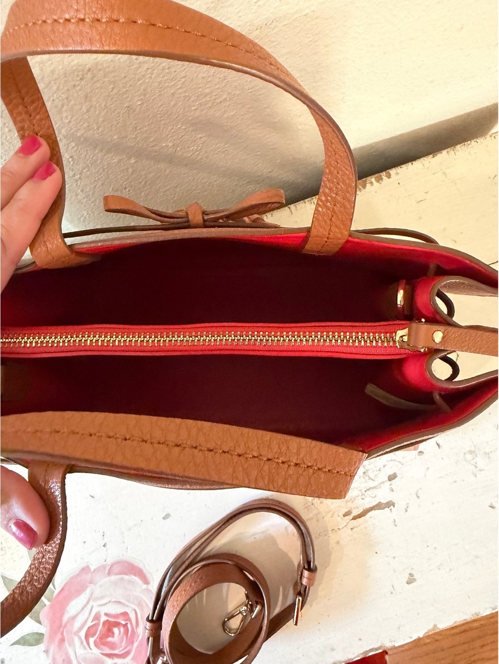 Kate Spade Brown Leather Tote Bag Medium - Picture 6 of 9